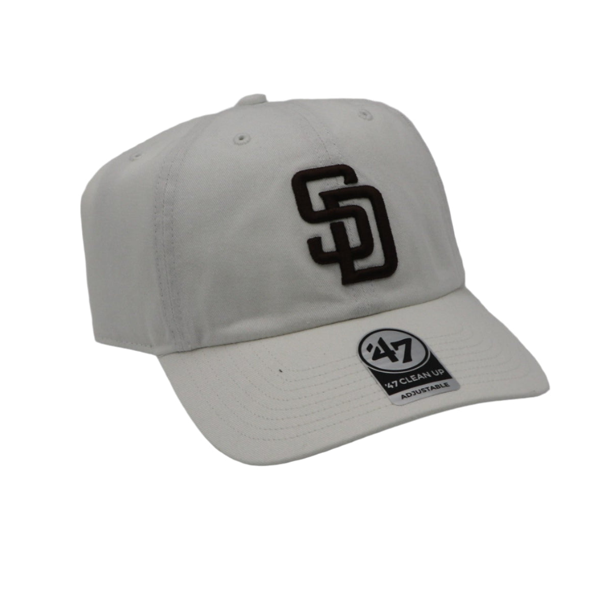 47 Brand San DIego Padres White/Brown Clean Up Adjustable Strap