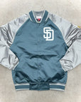 San Diego Padres Gray/Silver Thunderstorm Lightweight Satin Full-Snap Jacket