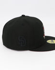 San Diego Padres Rose Logo Black Fitted Hat Black SD Side Patch