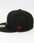 San Diego Padres Rose Logo Black Fitted Hat Black SD Side Patch
