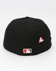 San Diego Padres Rose SD Black Fitted Hat with SD Black Side patch and heart on the back