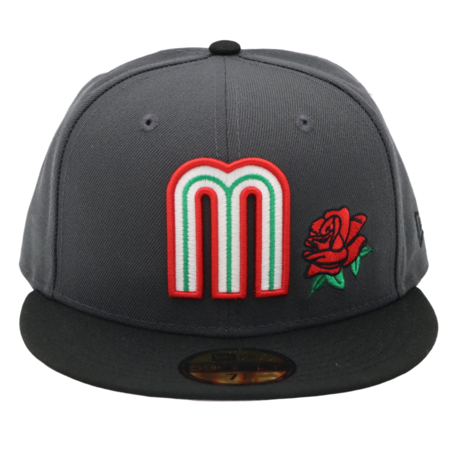 New Era 59Fifty Mexico Red Rose Grey and Black Fitted Hat