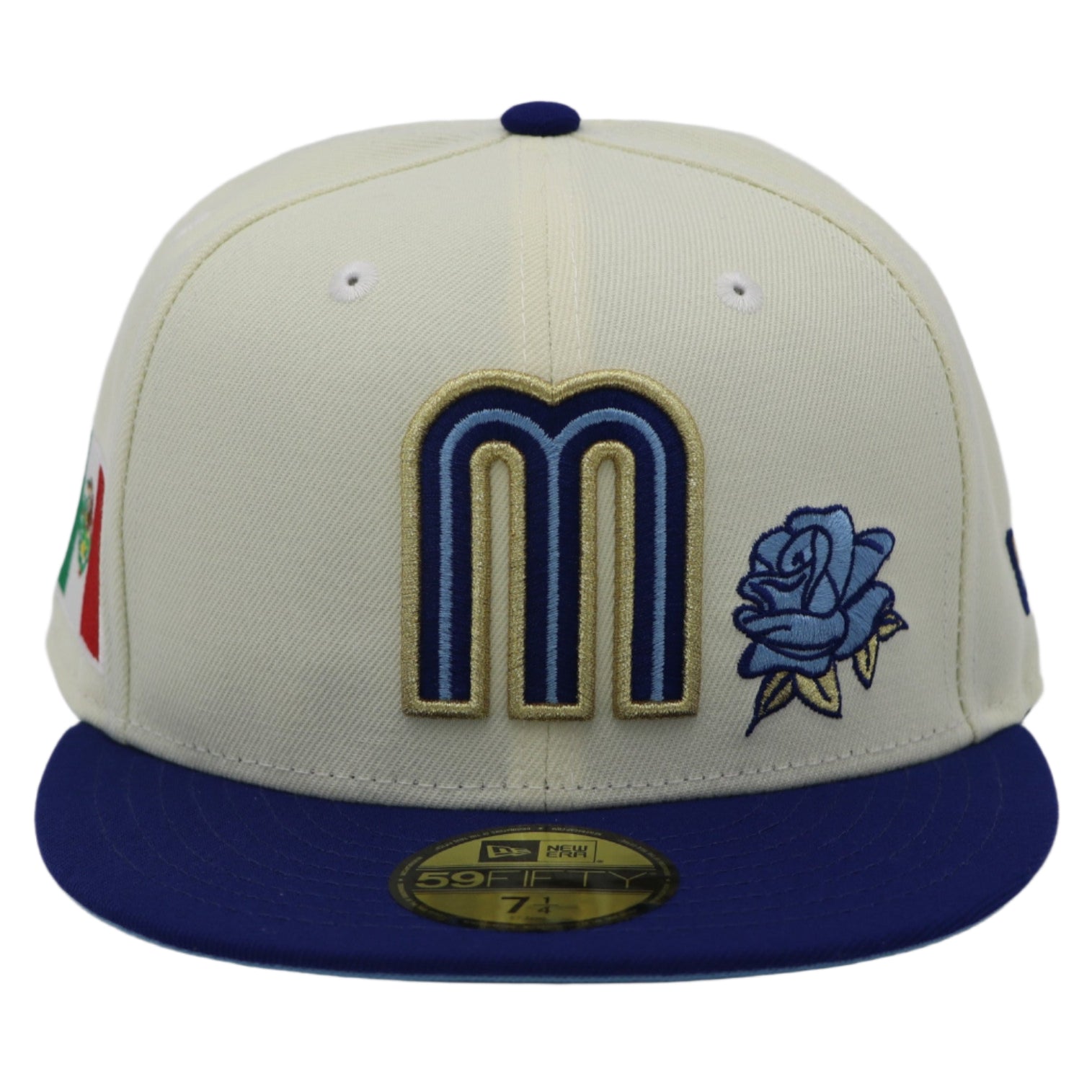 New Era 59Fifty Mexico Blue Rose Off White and Blue Fitted Hat
