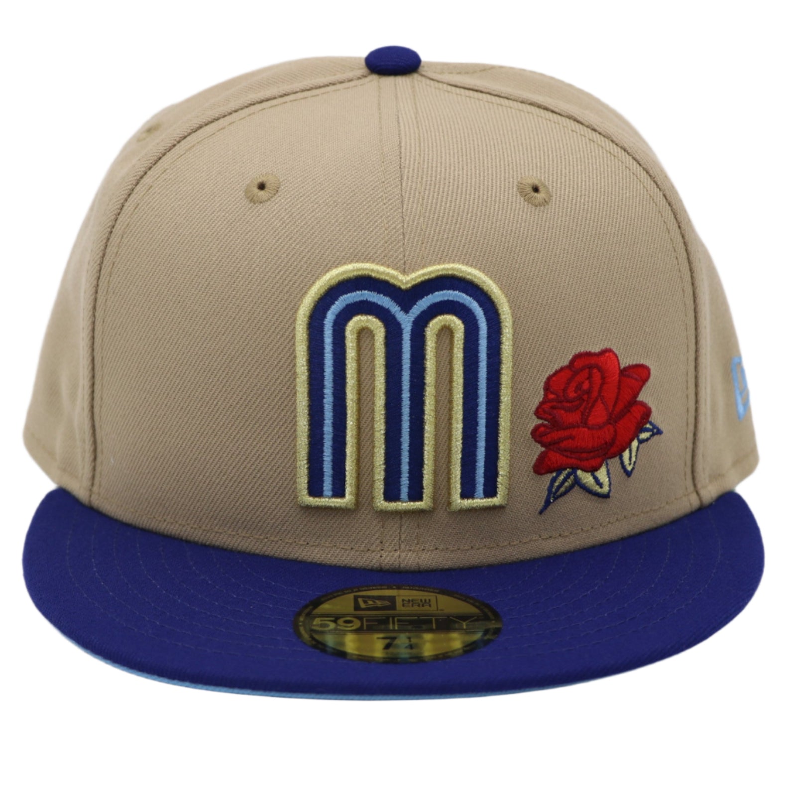 New Era 59Fifty Mexico Red Rose Khaki and Blue Fitted Hat