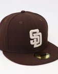 San Diego Padres Brown Fitted Hat 59FIFTY Cap | Classic SD Logo Baseball Hat