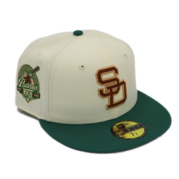 New Era 59FIFTY San Diego Padres Camp Fitted Hat Chrome White Green