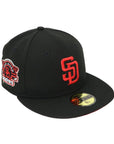 New Era 59Fifty San Diego Padres Black and Red Fitted Hat Stadium Side Patch