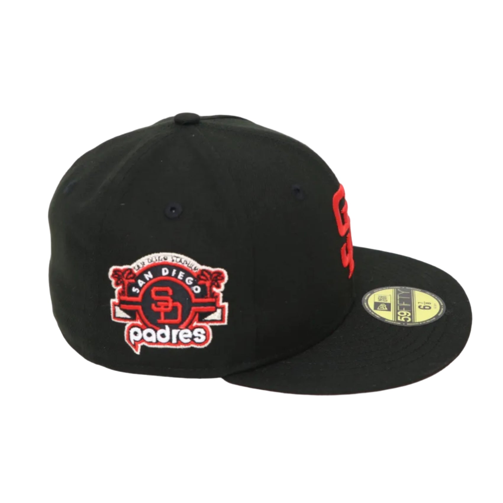 New Era 59Fifty San Diego Padres Black and Red Fitted Hat Stadium