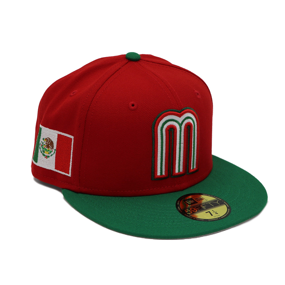 Red and green baseball caps on sale