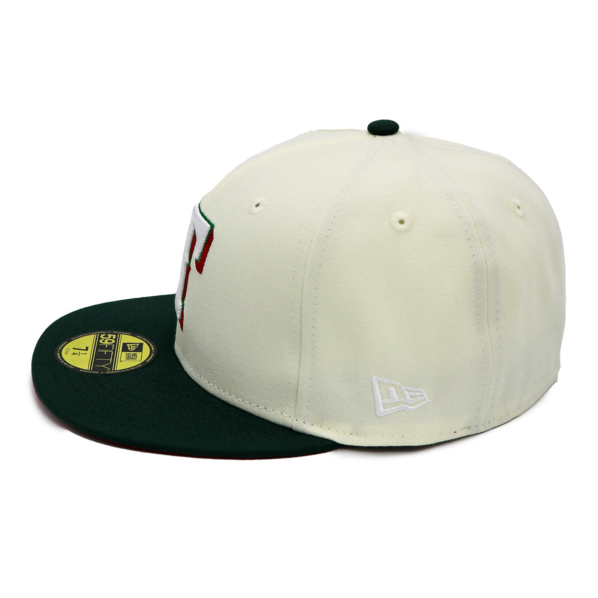 New Era 59Fifty MLB San Texas Rangers Off White and Green Fitted Hat