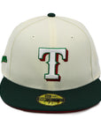 New Era 59Fifty MLB San Texas Rangers Off White and Green Fitted Hat