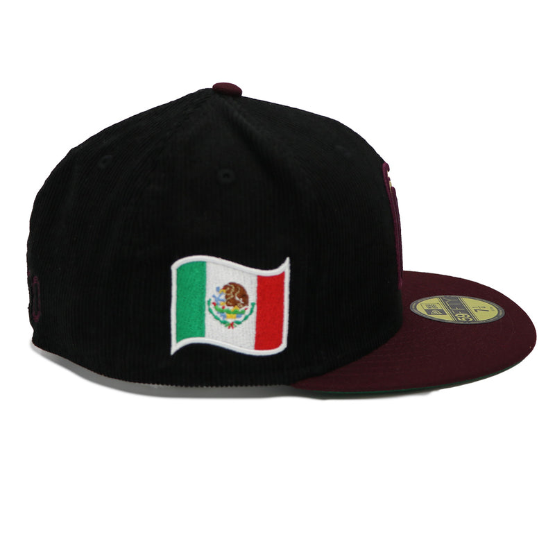 Mexico New Era 59Fifty 2-Tone Corduroy Black/ Maroon Fitted Hat