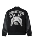 Reason International Rhinestone Vegan Leather Varsity Jacket
