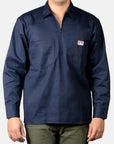 Long Sleeve Solid 1/2 Zip Shrt - NAVY