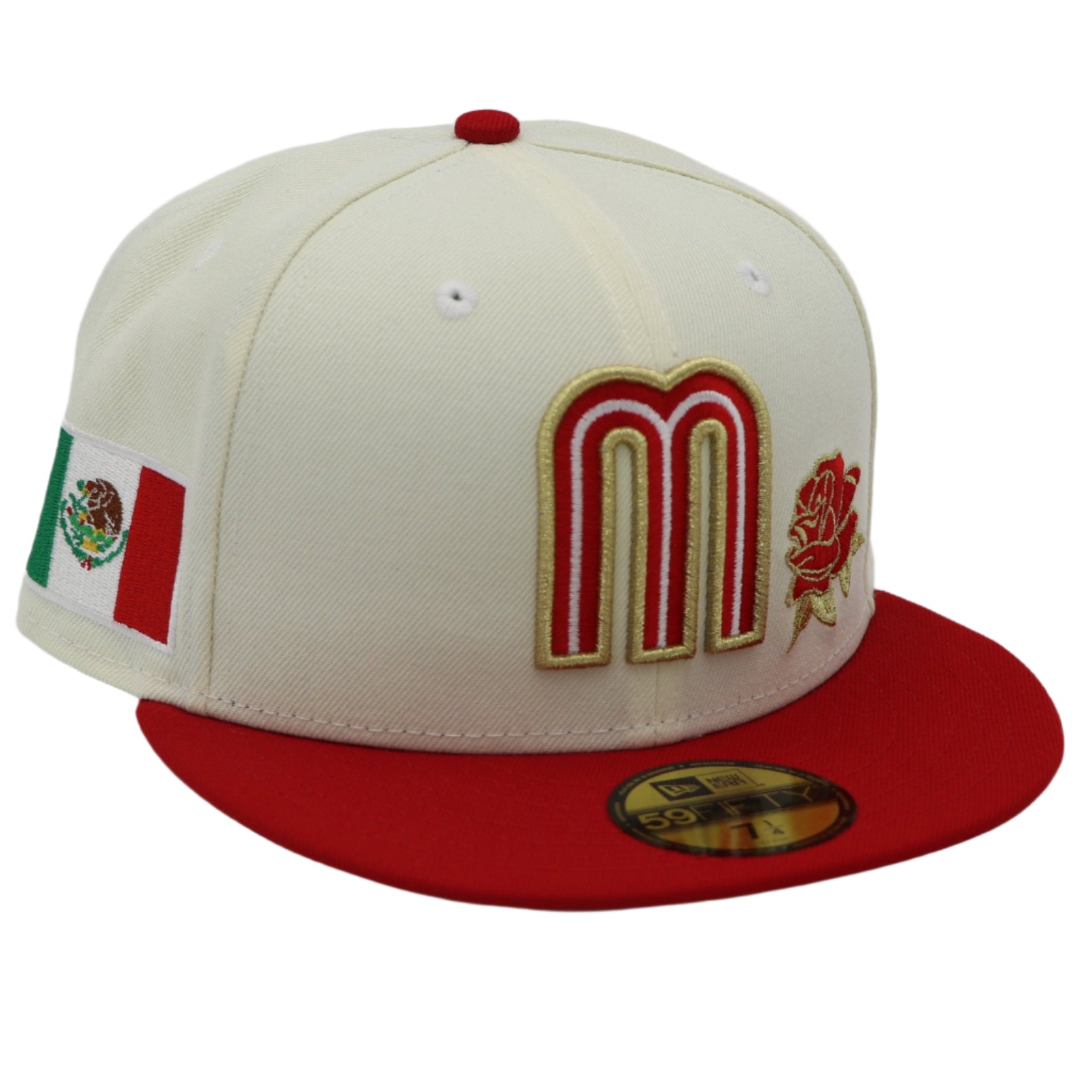 New Era 59Fifty Mexico Red Rose Off White and Red Fitted Hat 