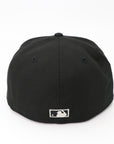 Black baseball cap with a logo on the back against a white background