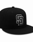 New Era 59FIFTY San Diego Padres Blackout White Outline Fitted Hat