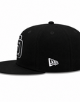 New Era 59FIFTY San Diego Padres Blackout White Outline Fitted Hat