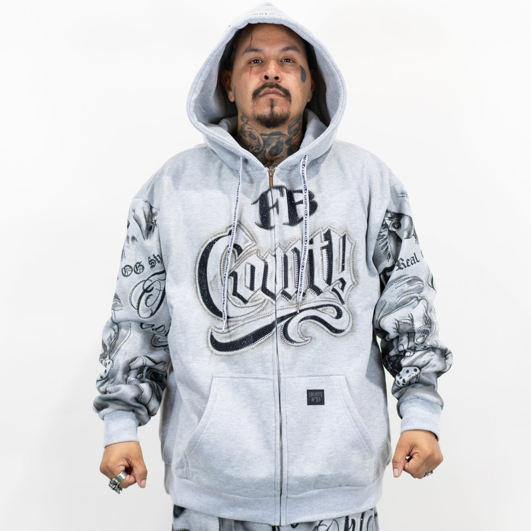 FB County Rhinestone Tatted up Hoodie