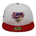 NewEra 59Fifty Padres Script Badge 2-Tone Chrome/Red Fitted Hat