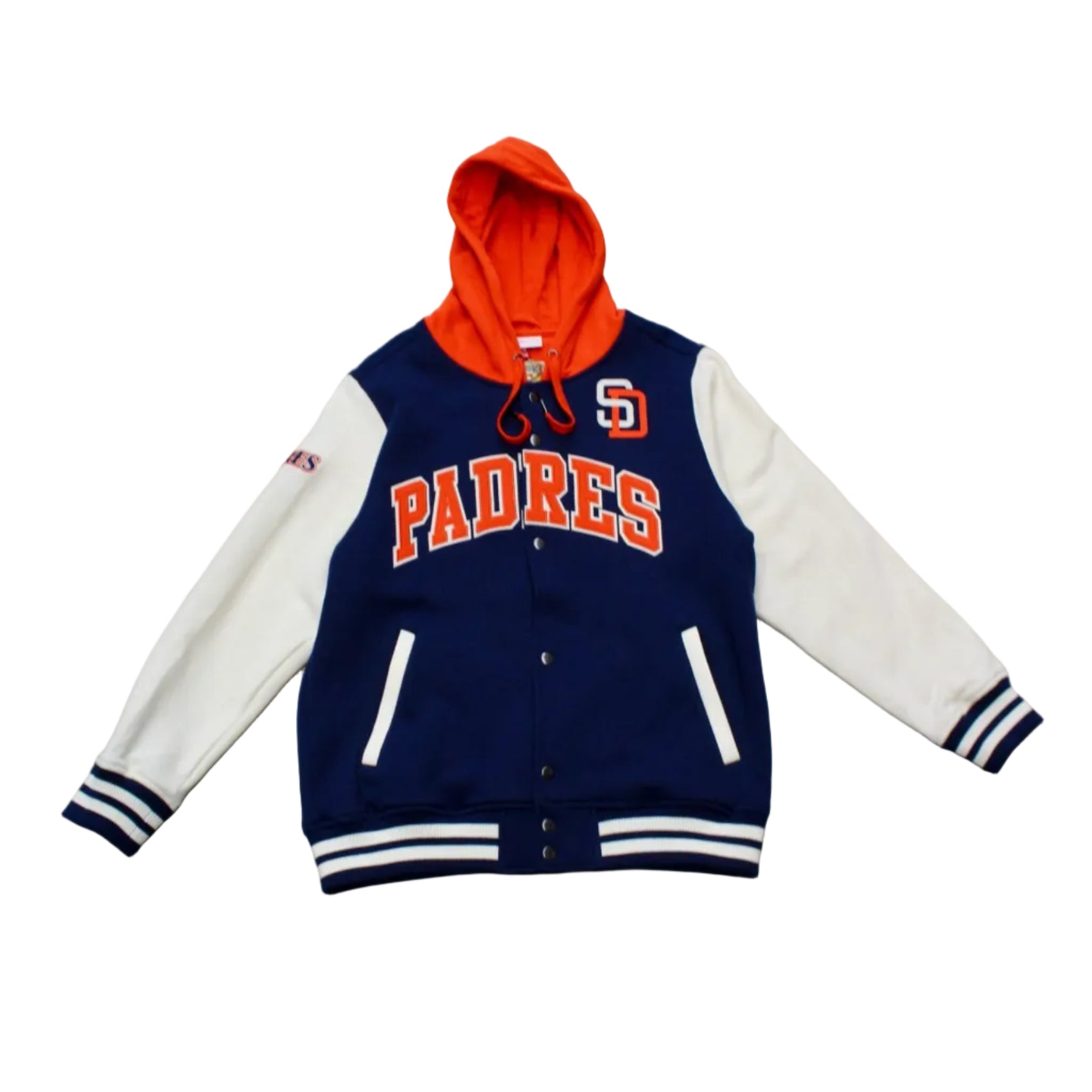 San Diego Padres Hooded Varsity Jacket – Navy, Cream &amp; Orange