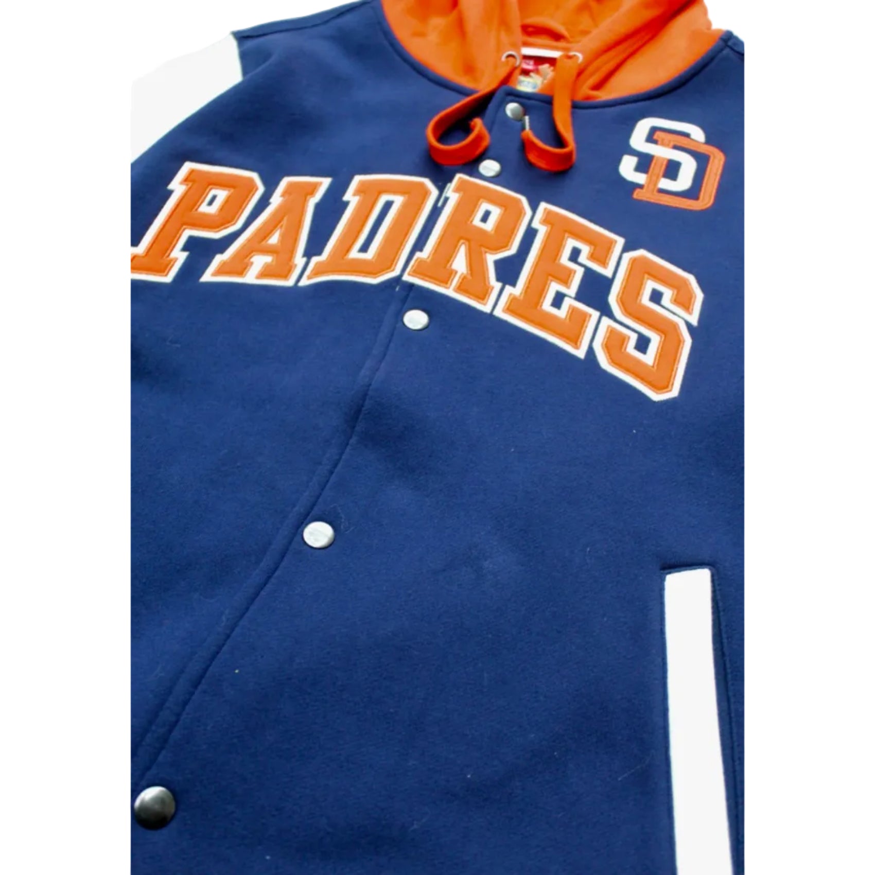 San Diego Padres Hooded Varsity Jacket – Navy, Cream &amp; Orange