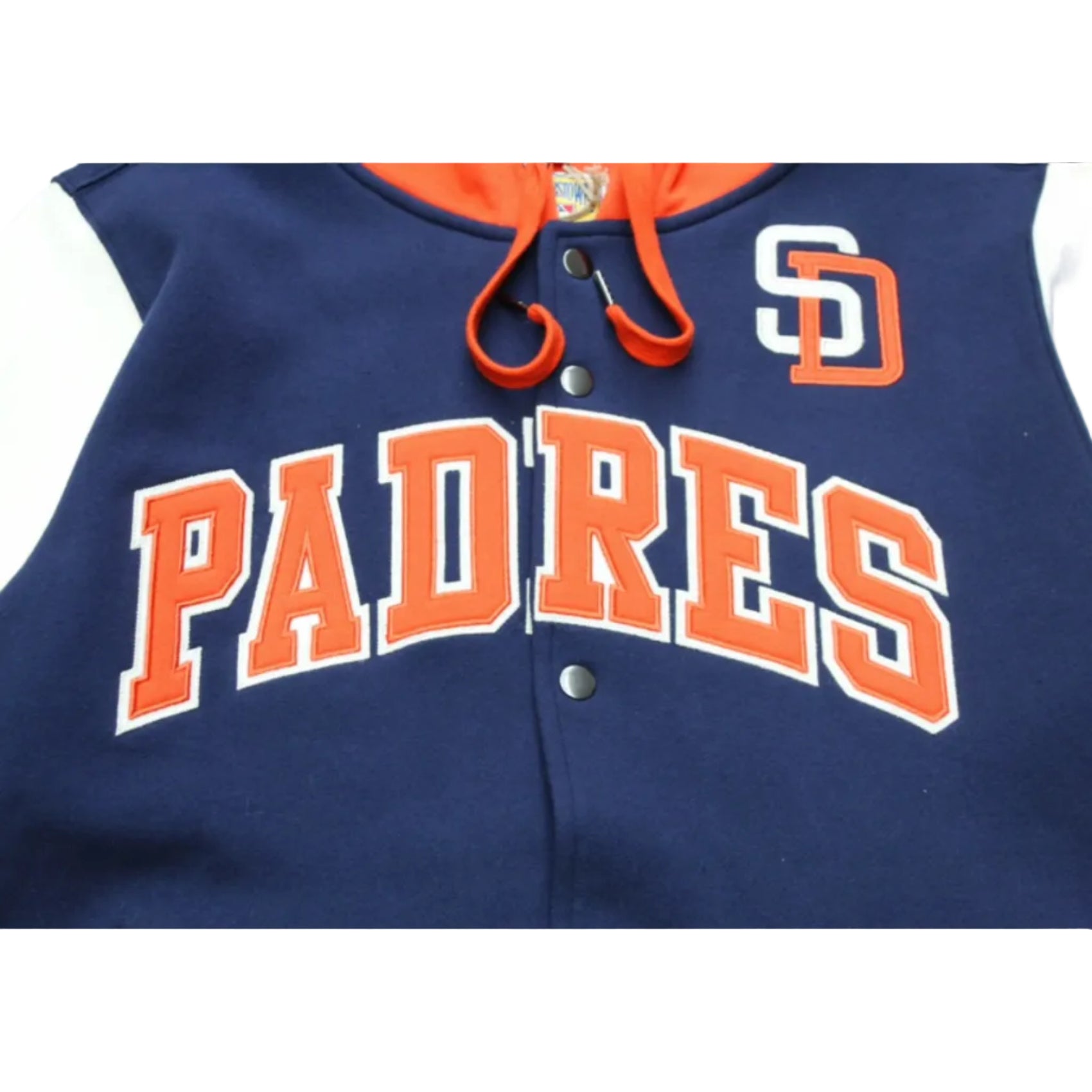 San Diego Padres Hooded Varsity Jacket – Navy, Cream &amp; Orange