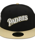 NewEra 59Fifty Padres Script Metallic Gold 2-Tone Black/Gold Fitted Hat