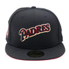 NewEra 59Fifty Padres Script 25th Ann. Black Fitted Hat