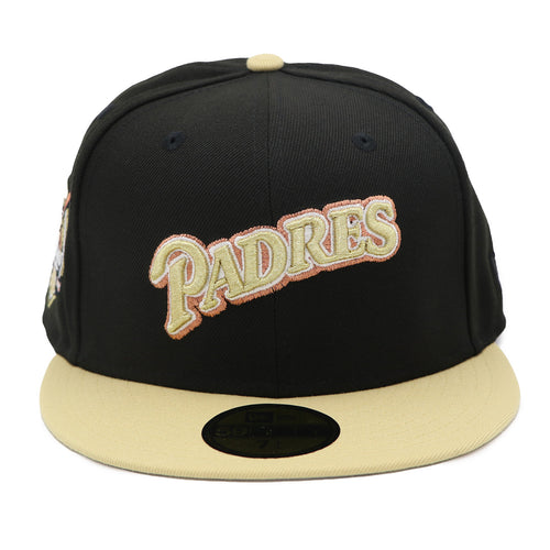 NewEra 59Fifty Padres Script 50th Ann 2-Tone Black/Tan Fitted Hat