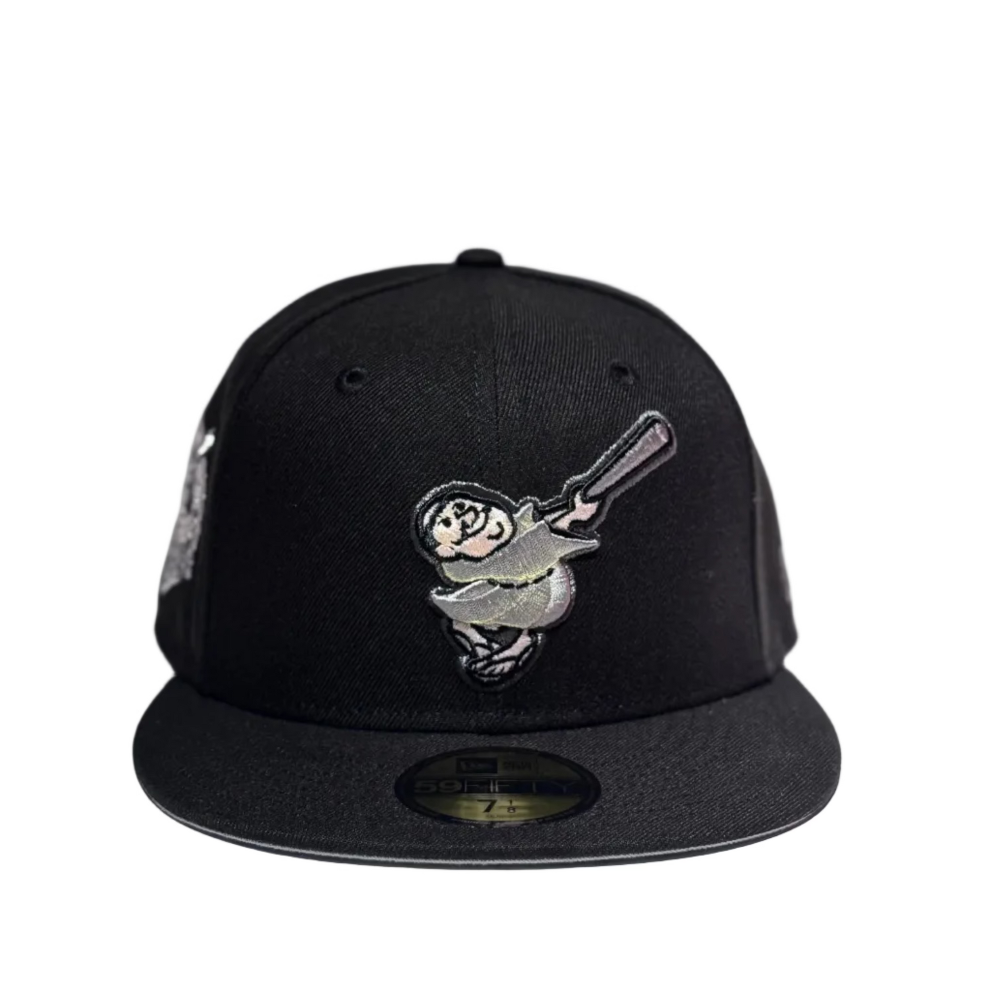 New Era 59Fifty San Diego Padres Swinging Friar Logo With 40th Anniversary Side Patch Black/Platinum