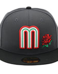 New Era 59Fifty Mexico Red Rose Grey and Black Fitted Hat