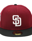 New Era 59Fifty MLB San Diego Padres Maroon and Black Fitted Hat