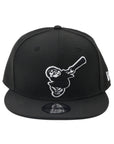 New Era 9Fifty San Diego Padres Swinging Friar Black and White Snapback Hat