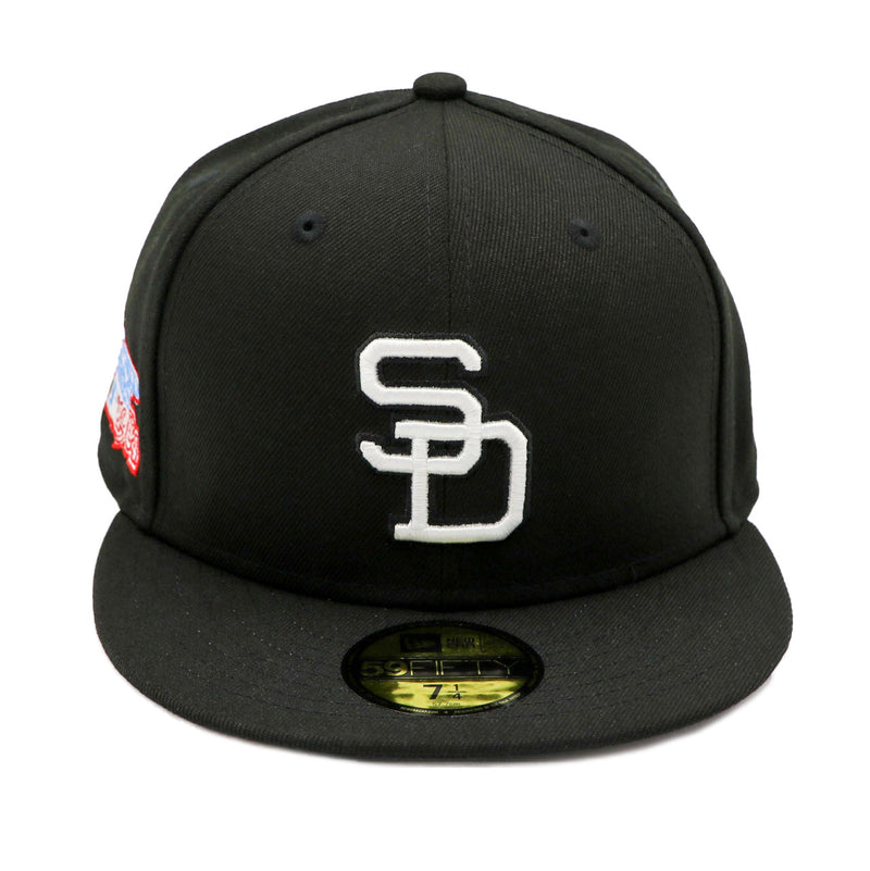 New Era San Diego Padres Fitted Black White Logo 71/2