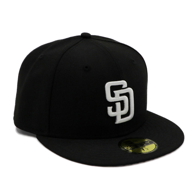New Era San Diego Padres Fitted Black White Logo
