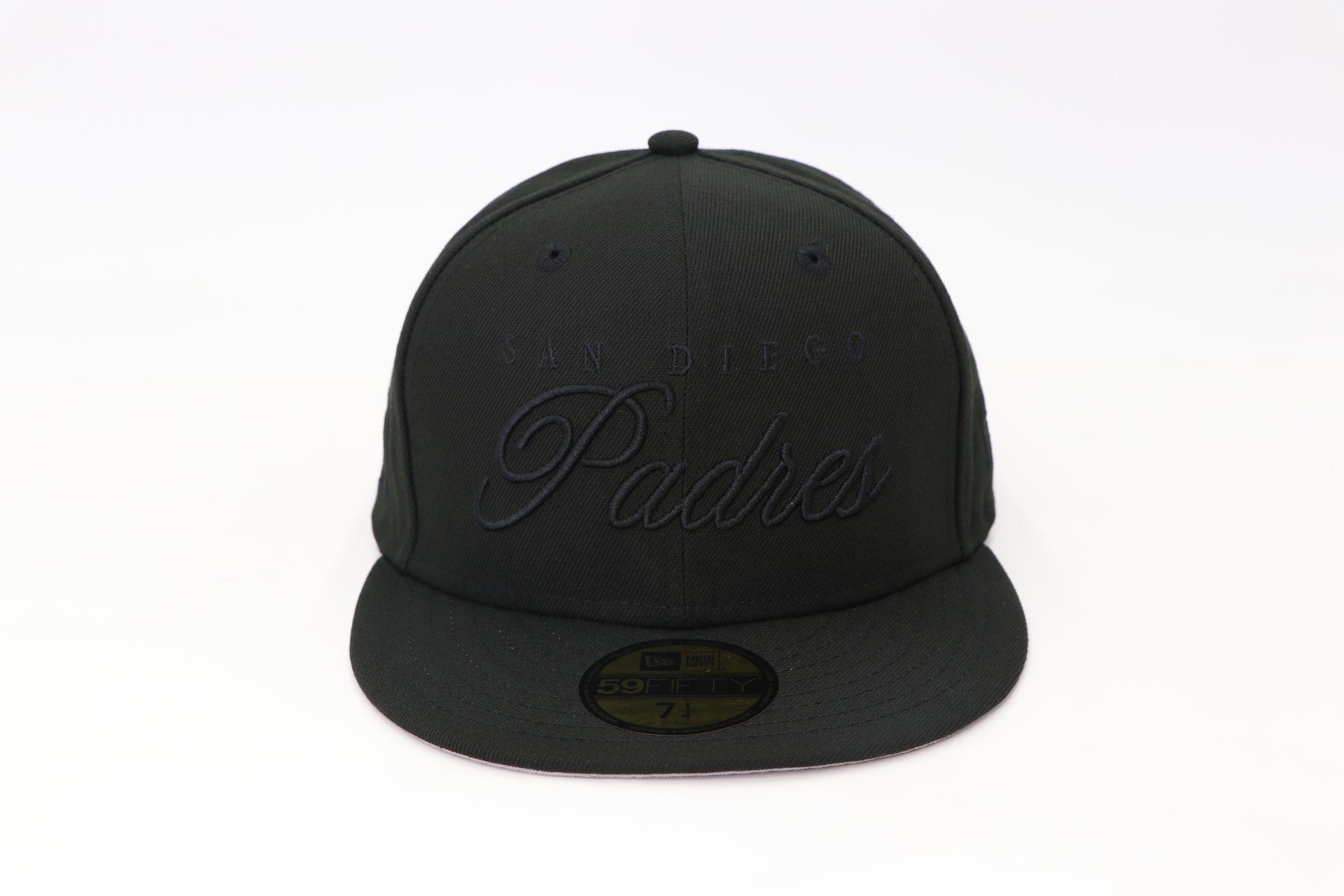 New Era San Diego Padres 59FIFTY fitted hat with a clean, all-black tonal design