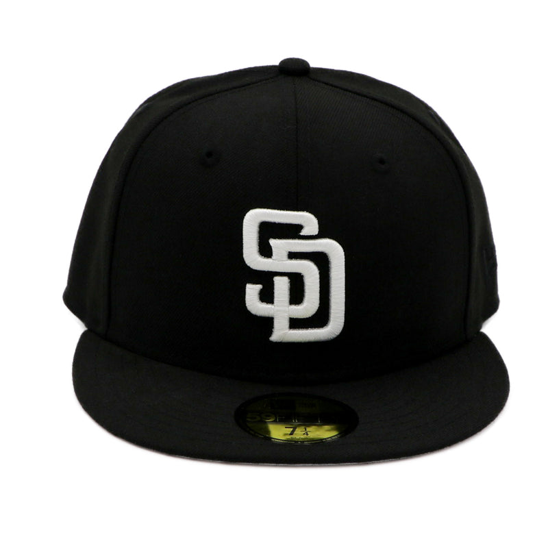 New Era San Diego Padres Fitted Black White Logo 67/8