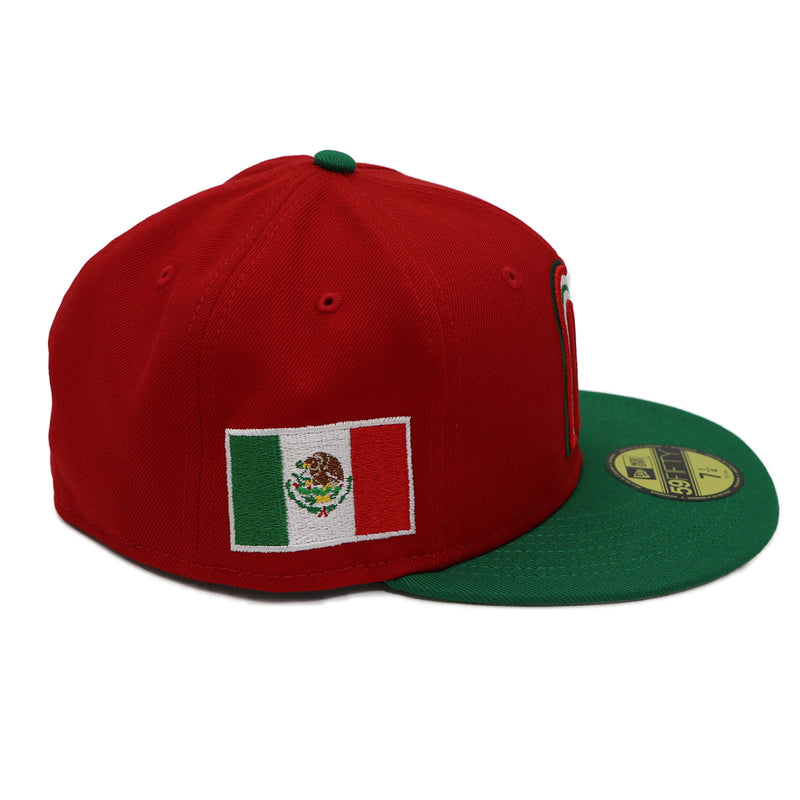 New Red/Green Caliwearsd Baseball Hat Classic 59Fifty – Mexico 2-Tone Era World