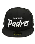 New Era 59Fifty San Diego Padres Vinage Script Black Fitted Hat