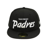 New Era 59Fifty San Diego Padres Vinage Script Black Fitted Hat