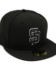 NewEra 59Fifty San Diego Padres Black with White Stroke Logo Fitted Hat