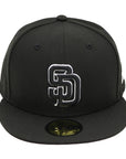 NewEra 59Fifty San Diego Padres Black with White Stroke Logo Fitted Hat