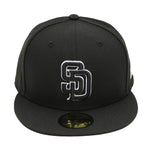NewEra 59Fifty San Diego Padres Black with White Stroke Logo Fitted Hat