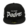 New Era 59Fifty San Diego Padres Vinage Script Petco Park Black Fitted Hat