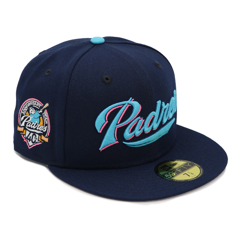 Men's New Era Light blue/navy San Diego Padres Green Undervisor 59FIFTY Fitted Hat