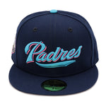 NewEra 59Fifty San Diego Padres Navy/Ultra Blue Script Fitted Hat