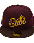 NewEra 59Fifty Chicago Cub Script 2-Tone Maroon/Brown Fitted Hat