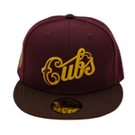 NewEra 59Fifty Chicago Cub Script 2-Tone Maroon/Brown Fitted Hat