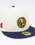 Club América New Era 59FIFTY Fitted Hat – Chrome White/Navy